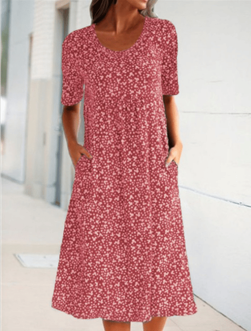 💖2026 Elegáns kerek nyakú, virágos, csillagos, elegáns virágos ruha