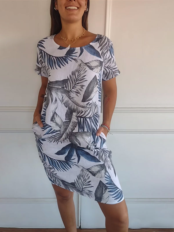 【M-3XL】🌸Rövid ujjú nyomtatott ruha