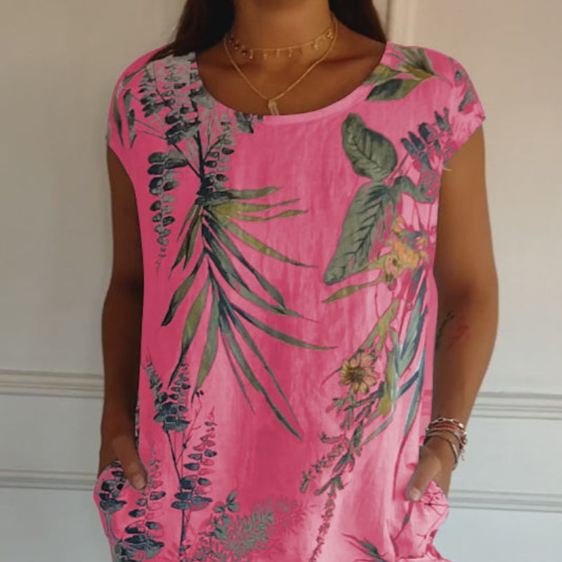 【M-3XL】🌸Rövid ujjú nyomtatott ruha
