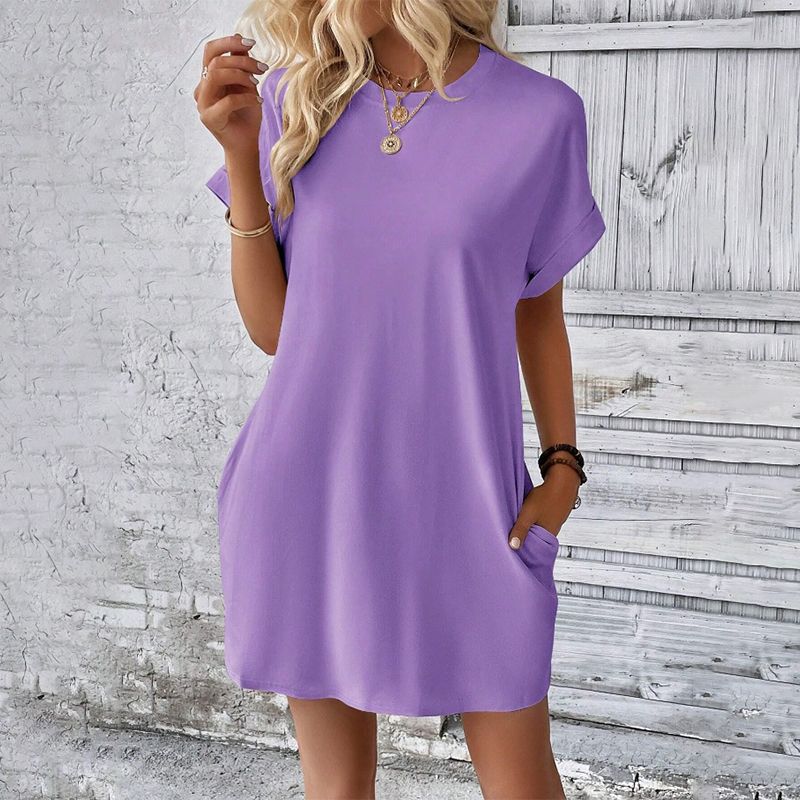 【S-2XL】👗Elegáns egyszínű ruha zsebekkel nőknek