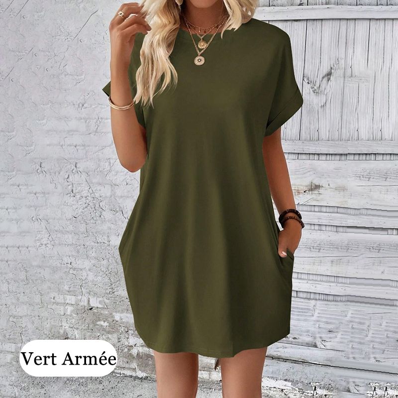 【S-2XL】👗Elegáns egyszínű ruha zsebekkel nőknek