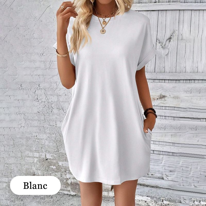 【S-2XL】👗Elegáns egyszínű ruha zsebekkel nőknek