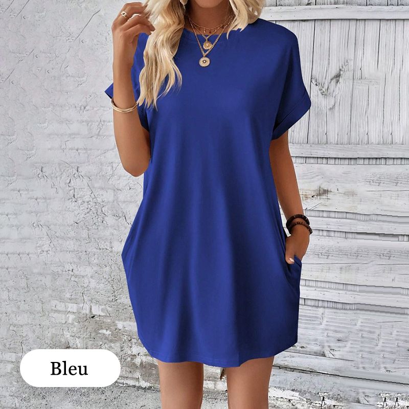 【S-2XL】👗Elegáns egyszínű ruha zsebekkel nőknek