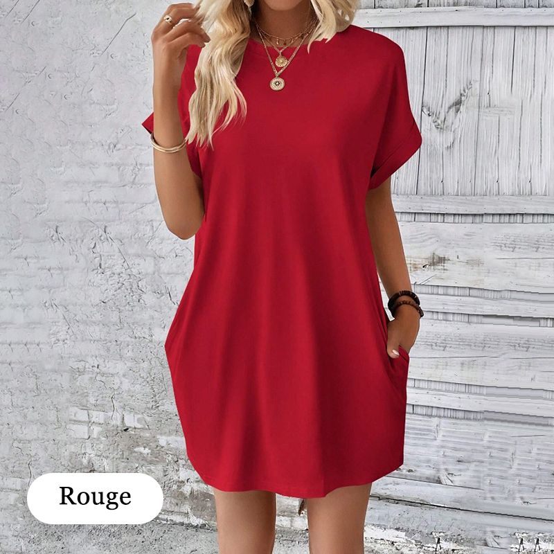 【S-2XL】👗Elegáns egyszínű ruha zsebekkel nőknek