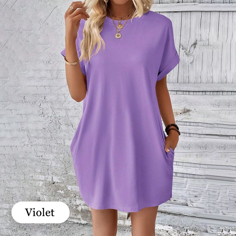 【S-2XL】👗Elegáns egyszínű ruha zsebekkel nőknek