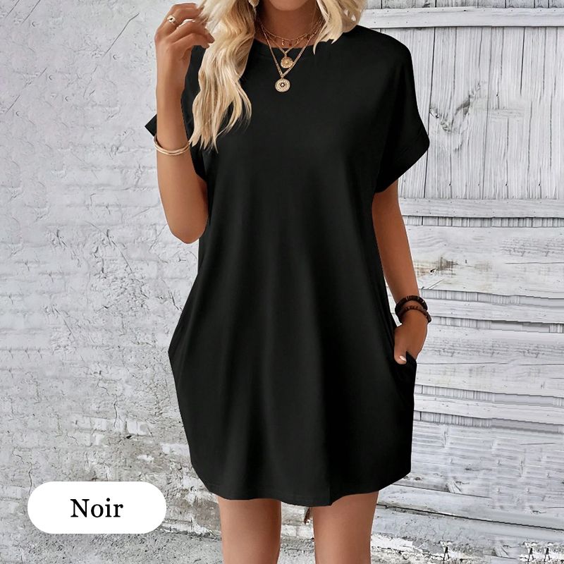 【S-2XL】👗Elegáns egyszínű ruha zsebekkel nőknek