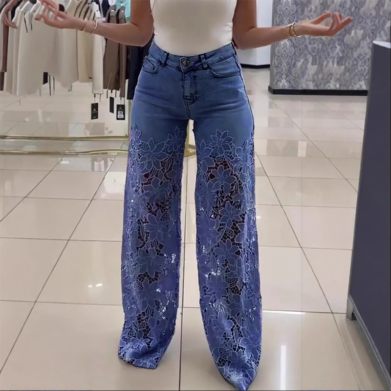 【S-2XL】👖Csipke kivágott farmer-Tökéletes hétköznapi viselethez