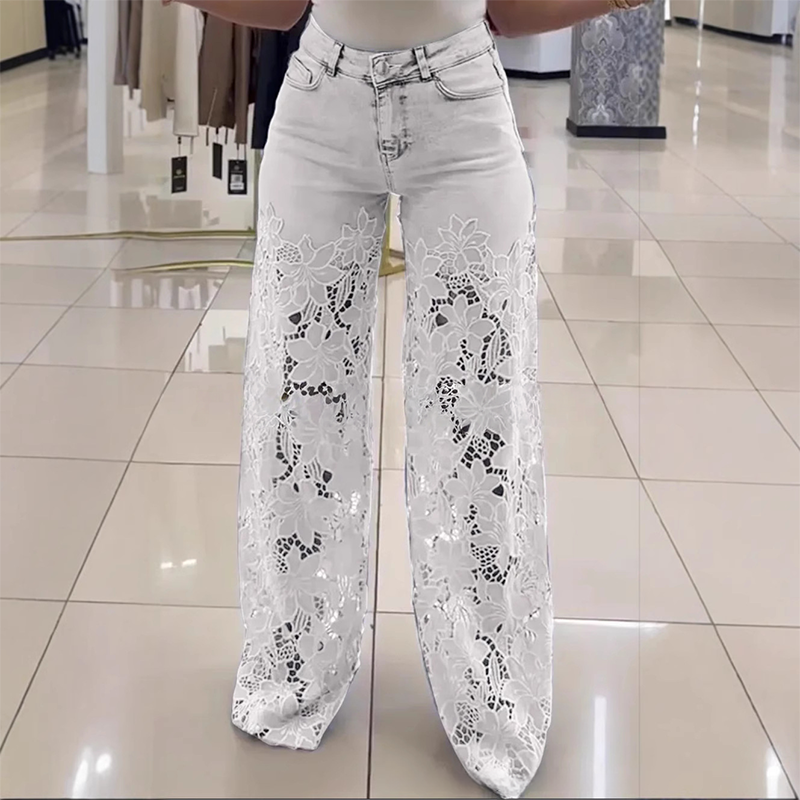 【S-2XL】👖Csipke kivágott farmer-Tökéletes hétköznapi viselethez